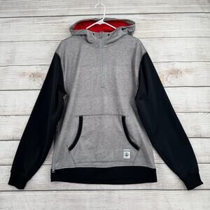 Burton Burlington Logo 1/2 Zip Hoodie Sweatshirt Mens Large Gray Black